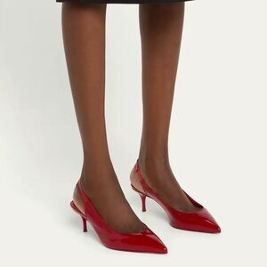 Christian Louboutin Sporty Kate Patent Leather Red Slingback Pump Heels NEW